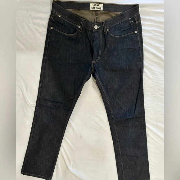 Acne Max Raw Mens Blue Skinny Jeans